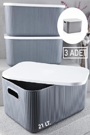 3 Pieces 21 Lt Storage Gray Multi-Purpose Cabinet Organizer Box - Toy and Laundry Basket BAYEV-21LTGRISTORAGE3PCS - Bayev