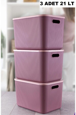 3 Pieces 21 Lt Storage Purple Closet Organizer Toys and Laundry Basket Clothes Storage Box BAYEV-21LTMORSTORAGE3PCS - Bayev