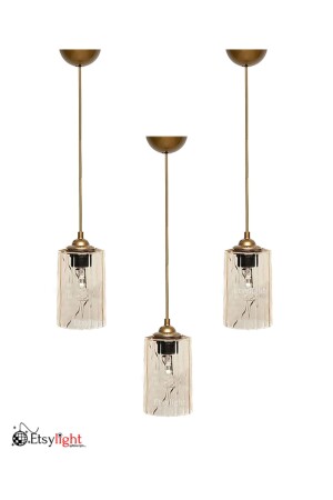 3 Pieces Dora Golden One Glass Pendant Lamp S5053AD - Etsylight