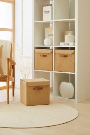 3 Pieces Jute Covered Cabinet Laundry Toy Organizer Folding Storage Box Organizer 30x30x30 OCH. D127. SBXA. SET06. R07 - Ocean Home Textile