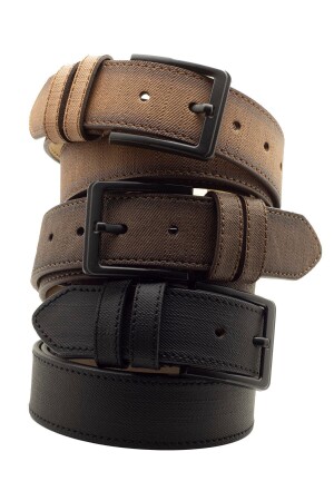 3 Pieces Men's Belt Suitable for Denim and Canvas - Deribond