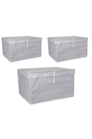 3 Pieces - Multi-Purpose with Cover (Laundry-storage-organization Etc.) Storage Bag - Box 50x40x30 - Maxi Model - Gray - Keven Home