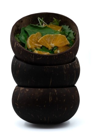 3 Pieces of Handmade Classic Coconut Bowl - Coconut Bowls Smooth 77 - Las Frutas