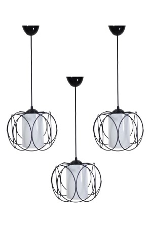 3 Pieces Olympic White Mica Black Pendant Lamp Chandelier 3adtolmpibyz - Trend Kitchen