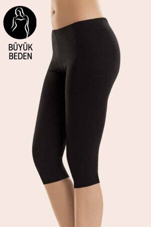 3 Pieces Oversized Plus Size Women's Knee Length Plain Combed Cotton Tights 92% Cotton - 8% Elastane - Anıt
