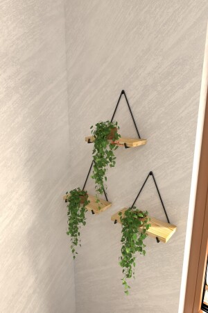 3 Pieces Real Solid Wood Decorative Shelf Balcony Arrangement Flower Holder - Virahome
