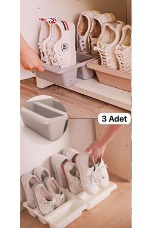 3 Pieces Roman Shoe Ramp Slipper Organizer 3 Compartment Box Vertical Ramp Compartment Shoe Rack - Bayev