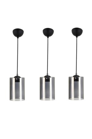 3 Pieces Single Pendant Chandelier with Smoked Mica Glass - Semboldekor