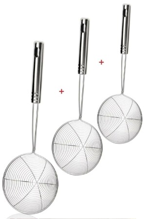 3 Pieces Steel Colander Strainer French Fry Strainer P586S8553 - Rosemor