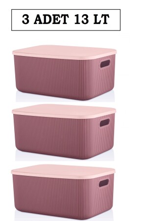 3 Pieces Storage 13 Lt Purple, Multi-Purpose Organizer Box with Lid BYV-L13LT - Bayev