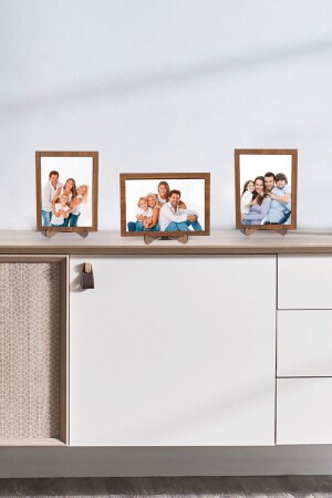 3 Pieces Wooden Footed Picture Frame Suitable for 13x18 Picture (without glass) - Gizem Shop