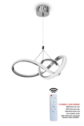 3 Renk Kumandalı Dimmerli Krom Modern Sarkıt Led Avize 4 Mod kardelen - RSCOLLECTIONS