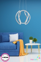 3 Renk Yanabilen Salon Mutfak Yatak Odası Oturma Odası Modern Ledli Avize BURÇ - Harnelli