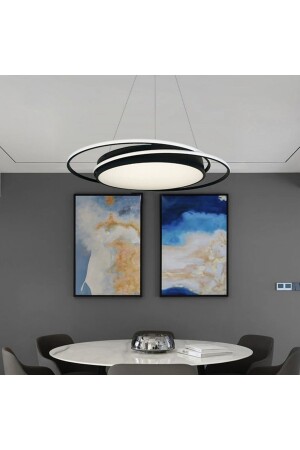 3 Renkli Ledli Modern Akıllı Sarkıt Avize - 60 'lık Davul 75 Cm Çemberli - Antrasit Kasa 60 'lık Davul 75 cm - Pera