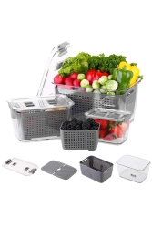 3 Size Refrigerator Fresh Vegetable Fruit Storage Container with Compartment Ventilation HMNV-LSSMA210 - HOMENIVA