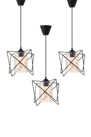 3 Stück einzelne Zickzack-Design-Pendelleuchte, Kronleuchter, Wohnzimmer, Küche, moderner Kronleuchter, 3 Zickzack-Gelbes Glas - Trend Kitchen