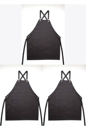 3 Stück schwarze Küchenschürze – Kochschürze – Kochschürze APRON14 - KURUMSAL AMBALAJ