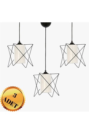 3 Stück schwarzes Metall, weißes Glimmerglas, Wohnzimmer, Küche, Badezimmer, Schlafzimmer, Kinderzimmer, Eingang, Kronleuchter - Mhk Collection