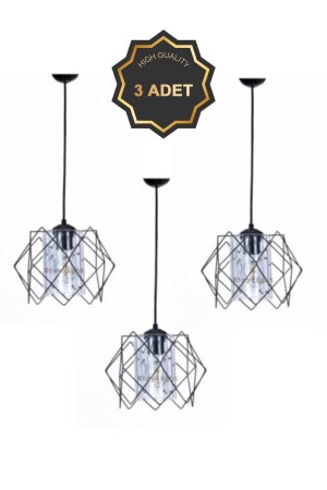 3 Stück Silvano Koza Prisma Pendelleuchte Wohnzimmer, Küche, Kinderzimmer, Flur Kronleuchter transparent3lute clean - Trend Kitchen