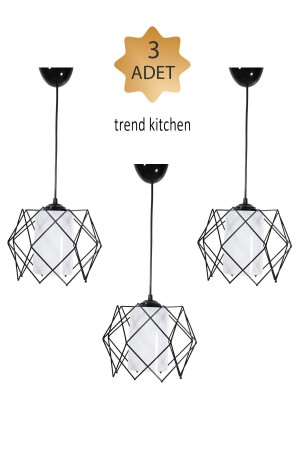 3 Stück Silvano Moderner Hängeleuchter aus weißem Glas - Trend Kitchen