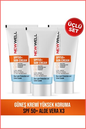3 Stück Sonnenschutzmittel mit hohem Schutzfaktor LSF 50+ (Aloe Vera) - New Well