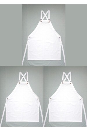 3 Stück weiße Küchenschürze – Kochschürze – Kochschürze APRON16 - KURUMSAL AMBALAJ