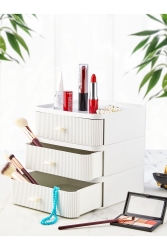 3-stufiger Mehrzweck-Desktop-Organizer – Aufbewahrungsbox für Schmuck, Make-up-Zubehör, Schublade, Weiß TGM-0028 - Tugomer