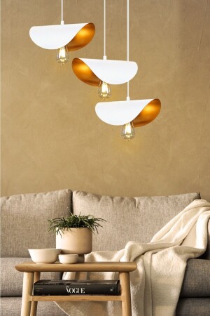 3-teilige Hängelampe aus Metall, Weißgold, für Wohnzimmer, Schlafzimmer, Esstische, große Küchen, Restaurants, STN1057 - NOONLUX DESIGN&LIGHTING