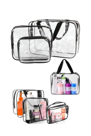 3-teilige transparente Reise-Make-up-Tasche für Damen. Transparente Make-up-Tasche - Woys Bags
