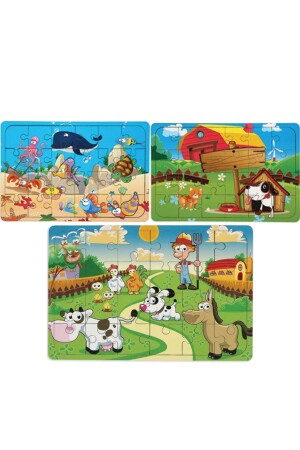 3-teiliges 24-teiliges pädagogisches Holzpuzzle-Set PRS-6 - MAKETÇİNİZ