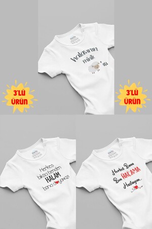3-teiliges Baby-Body-Set aus 100 % Bio-Baumwolle, weißer Baby-Body mit Druckknöpfen, dreifach, 5135h-5137-5165 - Overoz