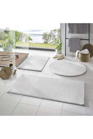 3-teiliges Badematten-Teppich-Teppich-Plüsch-Teppich-Toilettensitz-Set Weiß 50x90-50x60--50x50(RUND) - Sarar