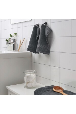 3-teiliges Handtuch, 30 x 30 cm, kleine Größe, dunkelgrau, 100 % Baumwolle - Ikea