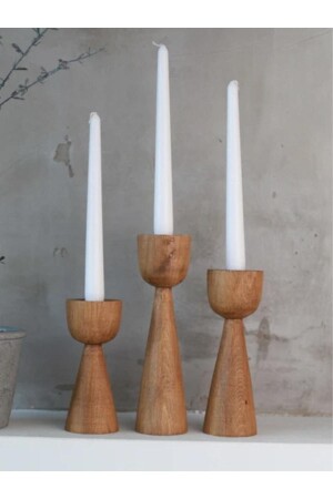 3-teiliges Kerzenständer-Set aus Holz, spezieller Kerzenständer aus Buchenholz. NEU - WooDanica