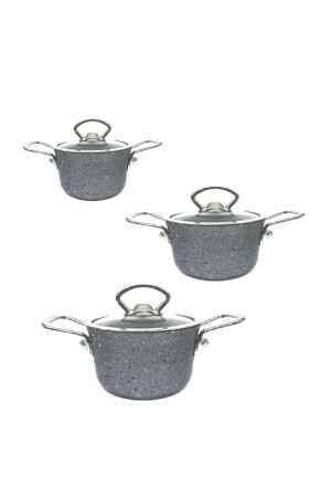 3-teiliges Mini-Granit-Kochgeschirrset Grau 3111-GRAU - Oms