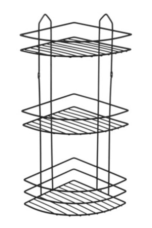 3-Tier Corner Shelf Bathroom Shelf Shampoo Holder Shower Shelf Thermoformed Plastic Coating Black ek03spk - nevhas
