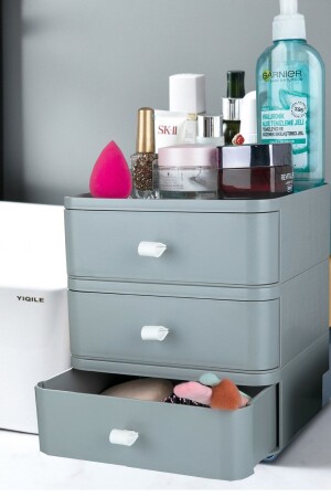 3-Tier Drawer Desktop Organizer – Makeup Jewelry Accessory Organizer Storage Box Gray TYC00224626919 - Mim Life