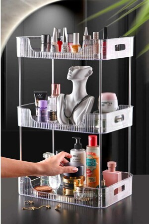 3 Tiers Crystal Makeup Organizer Multi-Purpose Decorative Cosmetic Jewelry Accessory Organizer Bathroom Shelf - Tugomer