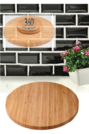 30 Cm Bamboo Rotating Stand Luxury Service Presentation Plate BLS-3030DNR - Balsa Grup