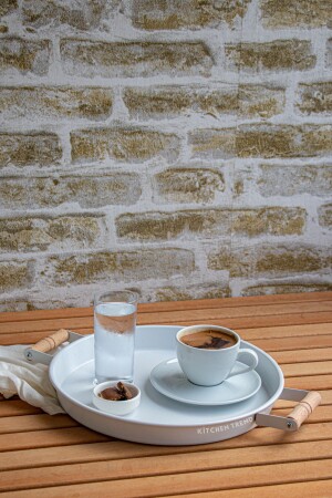 30 Cm Metal Tray with Wooden Handle Tea Tray Coffee Tray Presentation Tray galv37cm2 - kitchen trend