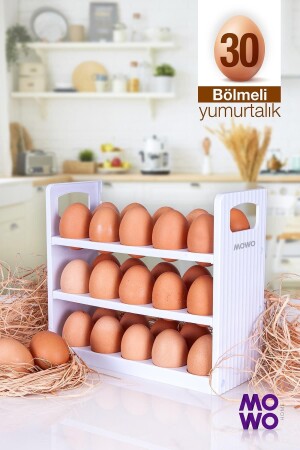 30 Compartment Egg Cup, 3 Tier Egg Rack, Storage Container White MOWO-12-001 - Mowo Home