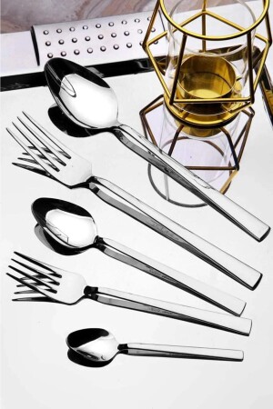 30-teiliges natürliches Besteckset für 6 Personen, gerades Modell ARVEY, 30-teilig, schlicht - ARVEY