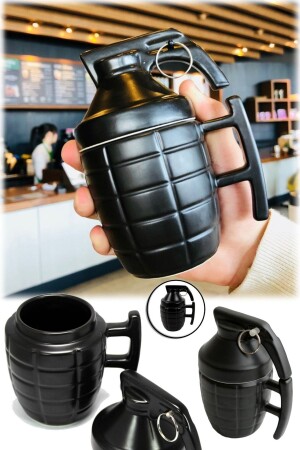 300 ml Grenade Ceramic Coffee Tea Cup with Lid Gift Gamer Pubg Call Of Duty Cup Black kl19a - Utelips