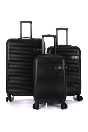 3000 Unisex 3-Piece Suitcase Set Black drn3000set - DERİEND