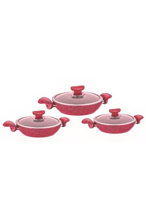 3004 6-teiliges Bio-Granit-Pfannenset Rot OMS. 0140 - Oms