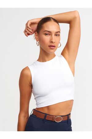30125 Crop Top-beyaz - Dilvin