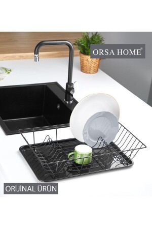 303s Schwarzer, einlagiger, silikonbeschichteter Edelstahl-Geschirrständer 303S - ORSA HOME