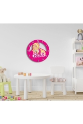 30x30 Cm Sevimli Barbie Çocuk Odası Duvar Saati Renkli Eğlenceli Lazer Kesim 0036 - MartinaCole