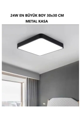 30x30cm Büyük Boy 24w Metal Siyah Kasa Tavana Sıfır Led Panel Armatür Avize 6500K Beyaz Işık Ev Ofis 24kareyvsyh1 - luxshome