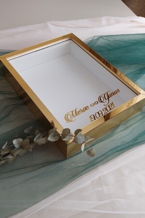 30x40 Cm Gold Plexiglass Coated LED Model Design Rose Box Memory Frame! - Verda Çerçeve